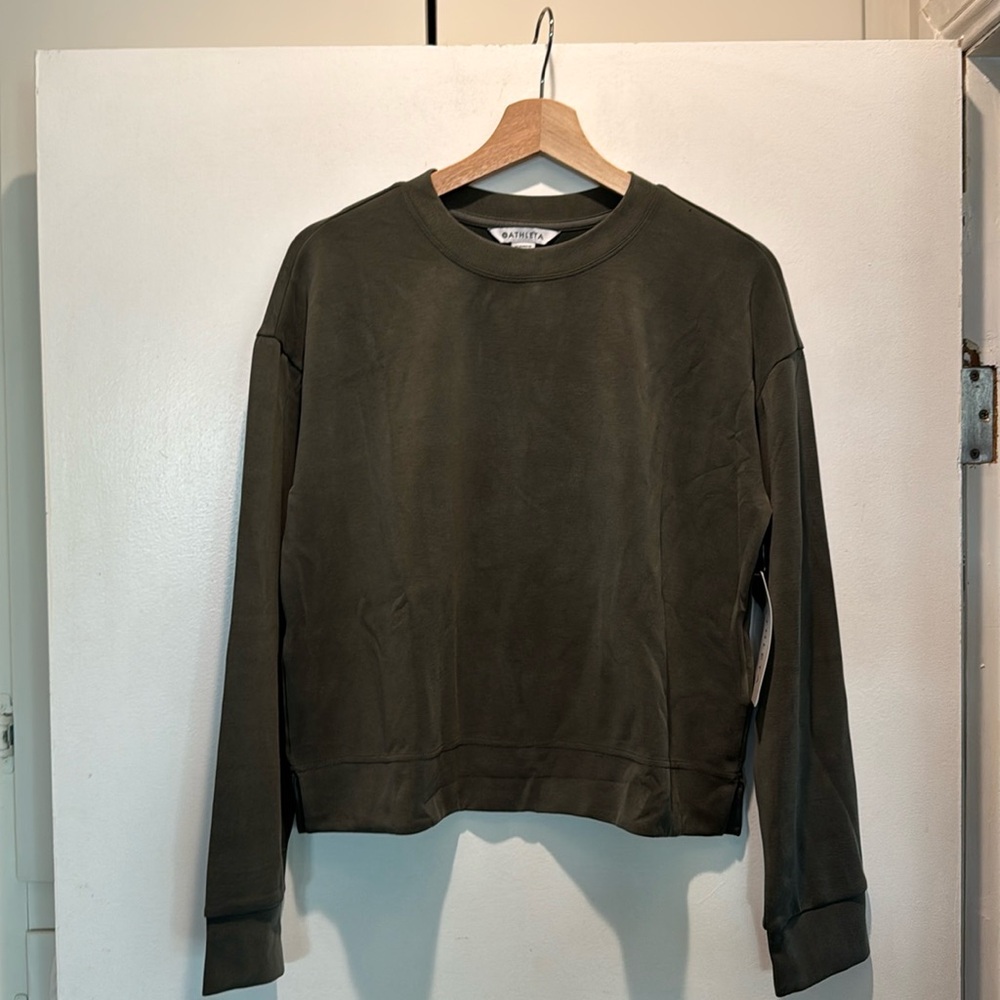 Athleta Olive Green Crewneck Sweater